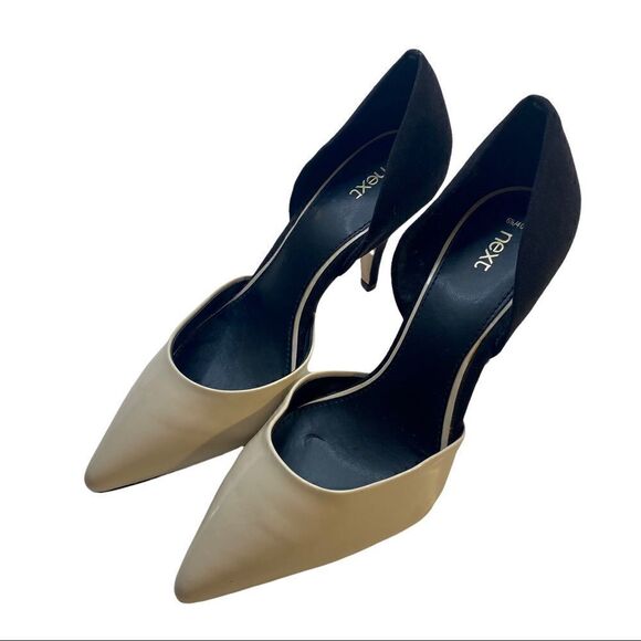Next Brand Two Toned Pointed Toe Pumps in Taupe & Black Suede. Ladies Sz 6.5 - Picture 2 of 5